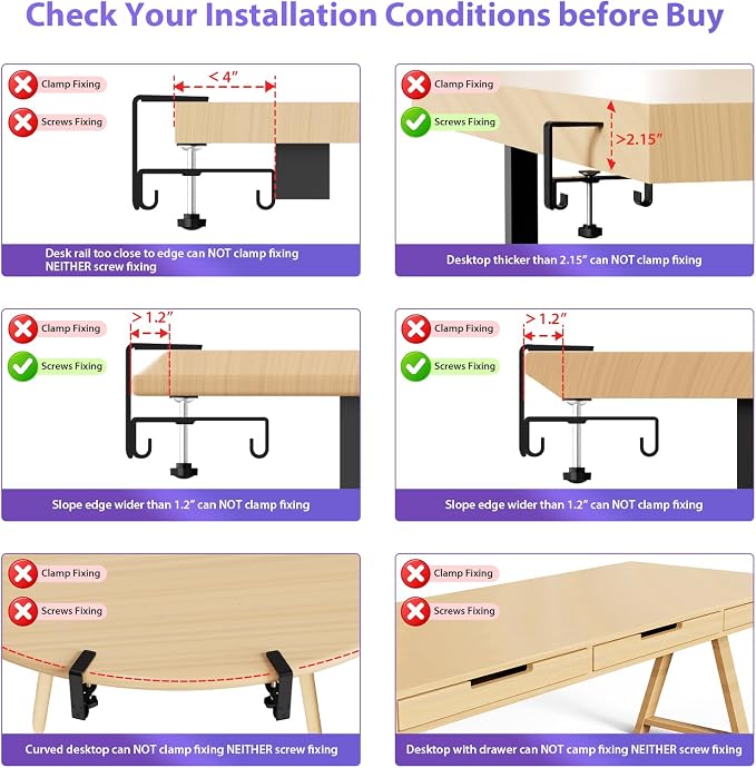 Univivi No Drill Under Desk Cable Management Tray, 48 inch Cable Management | Clamp/Screw Mount Desk Cable Organizer, Premium Fabric Cable Management Tray, Large Capacity Cord Organizer for Office, Home