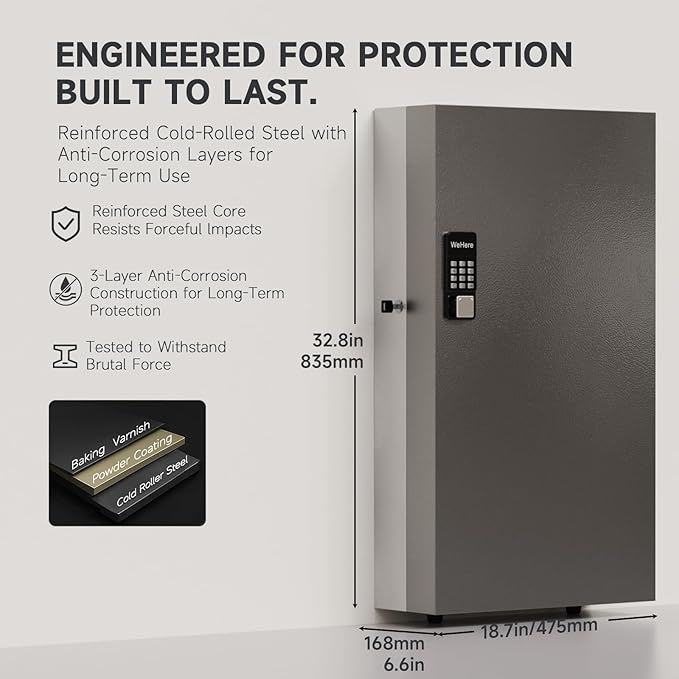 360 Key Lock Box Smart Key Organier Cabinet with Keypad & App for Office | Wall Mounted Lockbox use App, Custom & One Time Password, WiFi (Need W100 Bridge) Unlock for School, Office, Fleet, Hotel