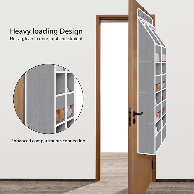 Univivi Upgraded Over the Door Organizer for Baby Nursery, Grey, 5-Shelf | Fabric Door Organizer with Clear Window Deep Pockets, Over Door Hanging Organizer for Baby Essential, Bedroom, and Dorm