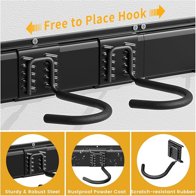 Housolution Bike Storage Rack 48Inch for 6 Bikes + 5 Helmets, Up to 500lbs | Heavy Duty Bike Hangers for Garage, Bike Hooks for Garage, Solid Steel Bicycle Storage, Bike Wall Mount, New Black