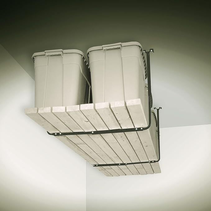 HyLoft 80844-10 34 in. x 26 in. Adjustable Garage Ceiling Mount Storage Rack Kit - Hammertone (Pack of 8)