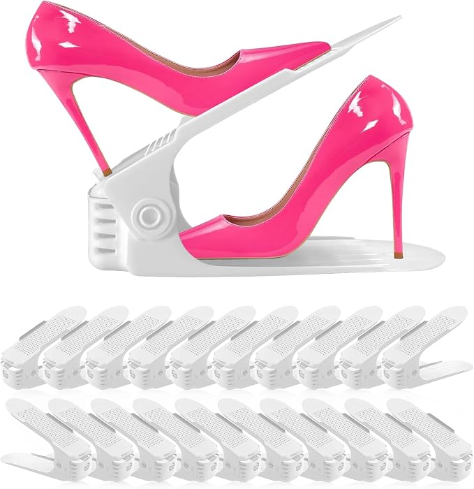 Shoe Slots Organizer 36 Pack - Shoe Organizer Space Saver 50%,Adjustable Thickening Shoe Stackers for a pair of Shoes,Shoe Storage Shoe Rack Holder for closet organization,organizador de zapatos,White | 4 Levels Adjustable shoe Organizer for Closet Org...