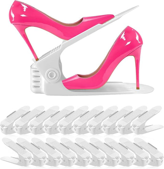 Shoe Slots Organizer 36 Pack - Shoe Organizer Space Saver 50%,Adjustable Thickening Shoe Stackers for a pair of Shoes,Shoe Storage Shoe Rack Holder for closet organization,organizador de zapatos,White | 4 Levels Adjustable shoe Organizer for Closet Org...
