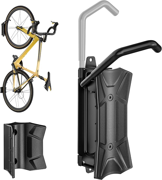 monTEK Heavy Duty Swivel Bike Wall Mount Holds Up to 77lbs, 1 Pack | Swivel Bike Wall Hanger, Up to 3.5" Tire Width, Space-Saving Bike Rack, Bike Storage for Garage Tool Room Storehouse