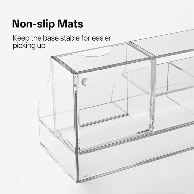 HBlife Acrylic Desk Organizer with Drawer, Pen & Pencil Holder, Multifunctional Desktop Caddy for Office Supply and Organization (Clear)