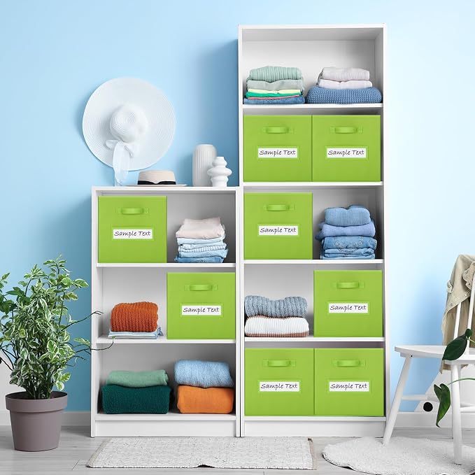 Fabric storage cubes (8 Pack) 13 Inch Cube Storage Bin, cube organizer bins with 8 Labels Window Cards & a Pen, Foldable cube organizer bins and Storage Box, lime green