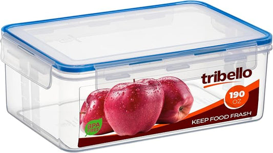 Tribello 190 oz Extra Large Airtight Food Storage Containers with SnapTight Lids – Clear, Stackable, BPA-Free Meal Prep Containers for Kitchen, Freezer & Pantry