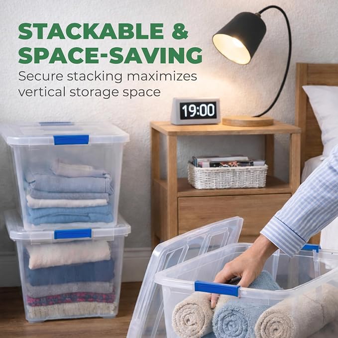 EconoHome Clear 95qt Storage Box - Heavy-Duty Tote for Organizing at Home, Office, or Garage - 24 Gallon Clear Plastic Storage Bins with Lids - Lidded Stackable Organizer Bins for Organization