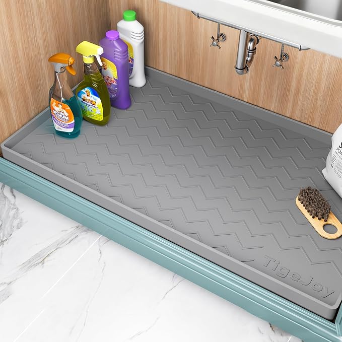TigeJoy 34" x 19" Under Sink Mats for Kitchen Waterproof, Leak-Proof Silicone Mat Sink Protector and Cabinet Liner, Kitchen Essentials Organizer and Storage, Boot or Shoe Tray, Pet Feeding Mat | Leak-Proof Silicone Mat Sink Protector, Kitchen Essential...