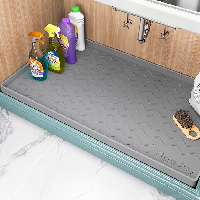 TigeJoy 34" x 22" Under Sink Mats for Kitchen Waterproof, Leak-Proof Silicone Mat Sink Protector and Cabinet Liner, Kitchen Essentials Organizer and Storage, Boot or Shoe Tray, Pet Feeding Mat | Leak-Proof Silicone Mat Sink Protector, Kitchen Essential...