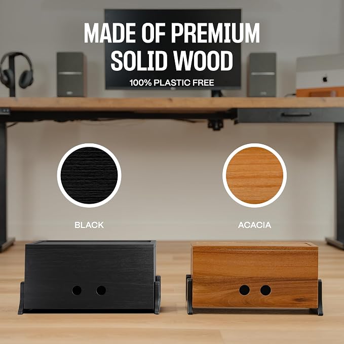 COREMINDED Extra Large Cable Management Box, Wood Cord Hider Box & Organizer for Power Strip, TV Wires & Desk Cable Storage