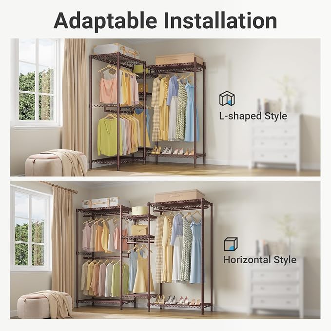 VIPEK Classic V6 Wire Garment Rack, Dynamic Closet System Adjustable | Bronze Heavy Duty Metal Freestanding Clothing Rack 850lbs Capacity, 6FT Wide Closet Organizer System for Bedroom