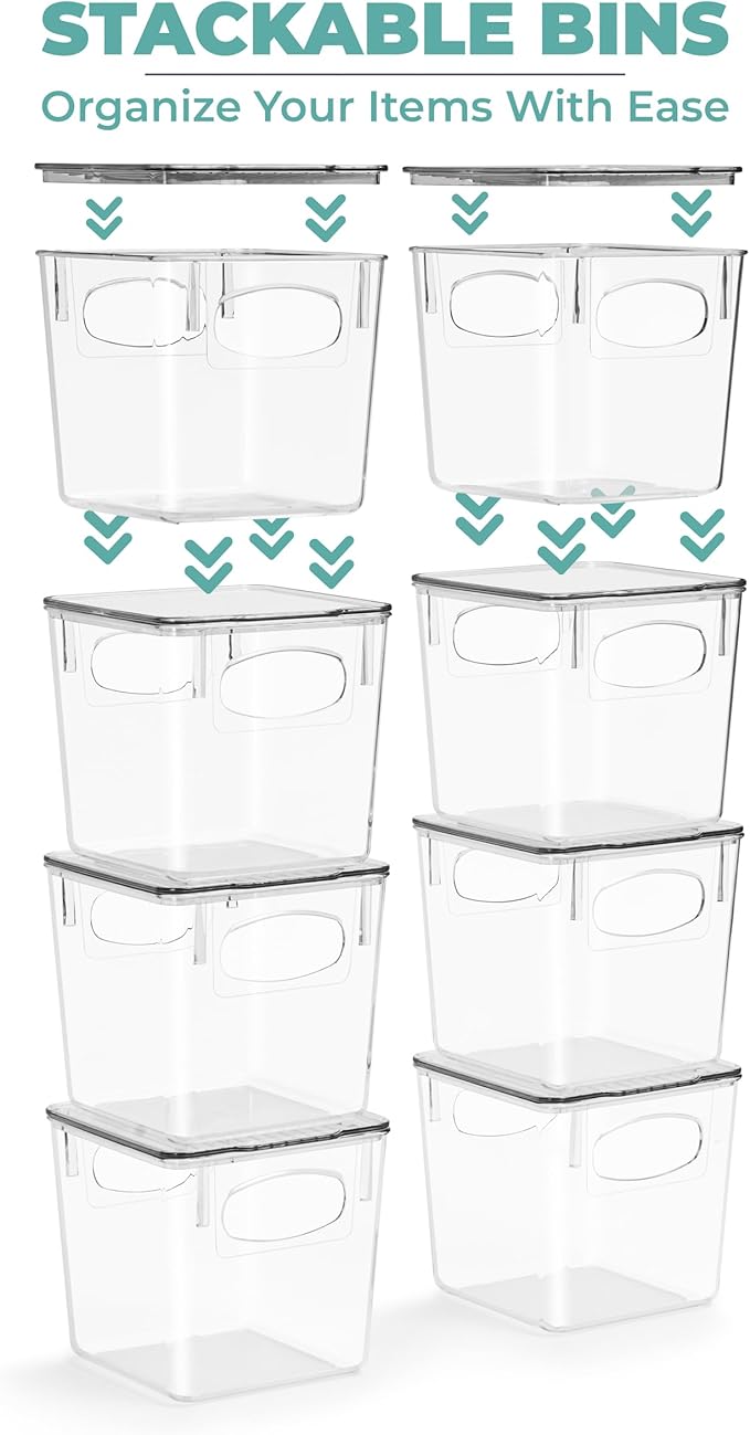 Sorbus Small Clear Plastic Storage Bins With Lids - Stackable Organizer For Toys, Clothes, Medicine, Makeup, Closet, Art Supplies, Bathroom, Shoes (2 Pack)