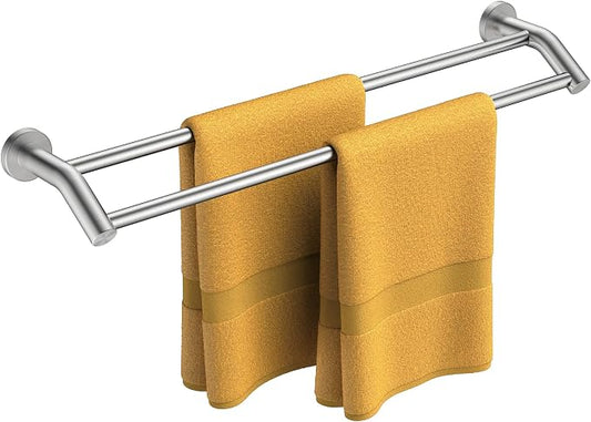 FORIOUS Double Towel Bar 30", Bathroom Towel Holder Rod Brushed Nickel | Heavy Duty Towel Racks for Bathroom Bedroom, Space Saving, Rustproof, Stainless Steel Towel Holder, Total Length 32 Inch