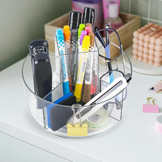 360° Rotating Makeup Organizer Clear Lazy Susan Organizer for Vanity, Cosmetic Display Cases for Bathroom Countertop, Makeup Storage Organizer, Desktop Dresser Sundries Storage Boxes