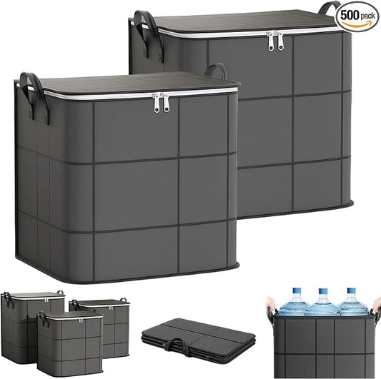2027 New Thickened XXL Foldable Storage Bag With Reinforced Handles，M*2 | Large Capacity Zippered Fabric Organizer for Bedding & Clothes, Foldable Blanket Bag with Reinforced Handles