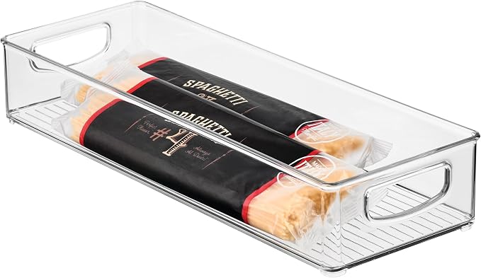 iDesign Slim Extra Long Clear Storage Bin | Narrow, Stackable, Kitchen or Pantry Organizer