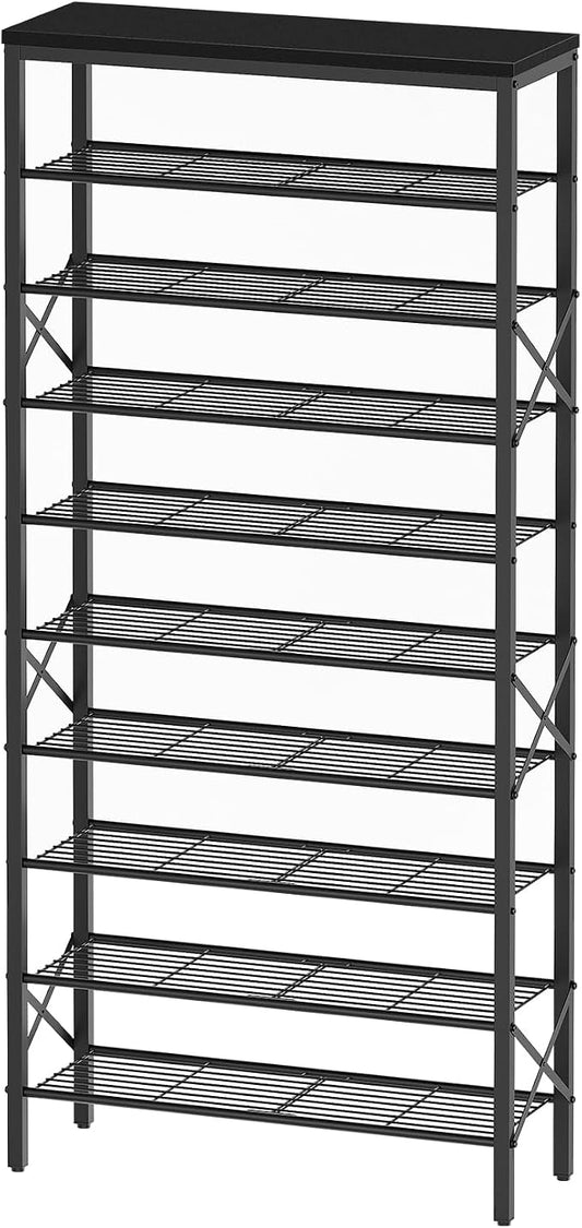 YATINEY 10 Tier Shoe Rack, Large Capacity Shoe Storage Organizer Holds 40 Pairs, Sturdy and Stable, for Entryway, Hallway, Closet, Dorm Room, Black SS10BB