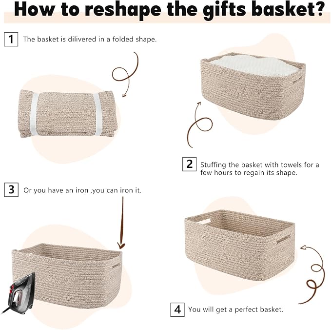 OIAHOMY Storage Basket for Shelves, Closet Cube Storage Bins Baskets for Clothes Blanket Towels, Baby Nursery, Toy Baskets Box, Woven Rope Basket, 15.75 * 11.81 * 7.09 IN, 2 Packs Brown