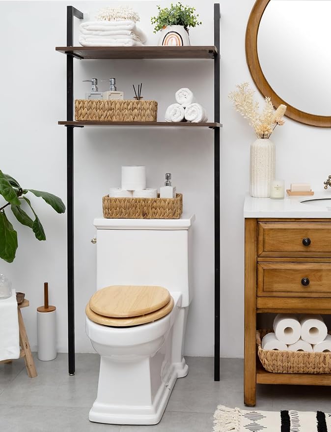 StorageWorks Toilet Paper Basket, Small Bathroom Basket Organizer | Water Hyacinth Wicker Baskets for Storage Hand Towels with Built-in Handles, Back of Toilet Basket for Bathroom Decor