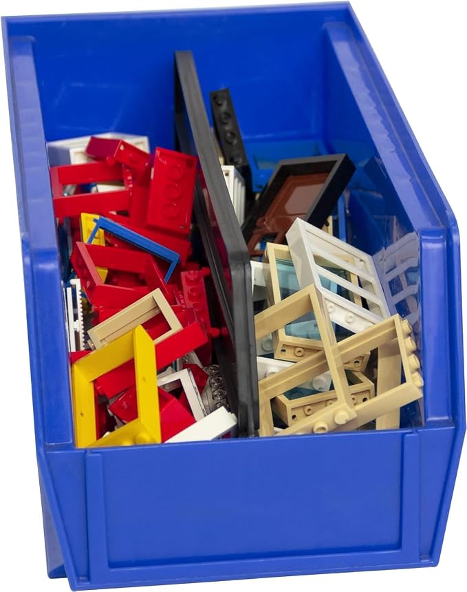 Akro-Mils 30230 AkroBins Plastic Storage Bins, Space-Saving Stackable Bins for Garage, Pantry, Craft Organization, 10.5 "L x 5.5 "W x 5"H, Blue, 12-Pack