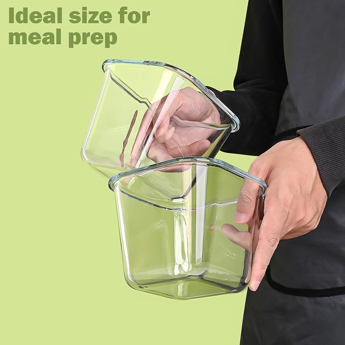 Borosilicate Glass Soup Containers with Lids, 4 Cup/32 oz, 6 Pack | Microwave Dishwasher Oven Freezer Safe | Airtight Leak Proof | Food Grade | Square Soup Meal Prep | Lunch | Food Storage Set