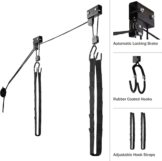 RAD Sportz Kayak Storage Hoist - Overhead Pulley System with 125lb Capacity for Canoes, Bikes, Ladders, and More - for up to 12-Foot Ceilings