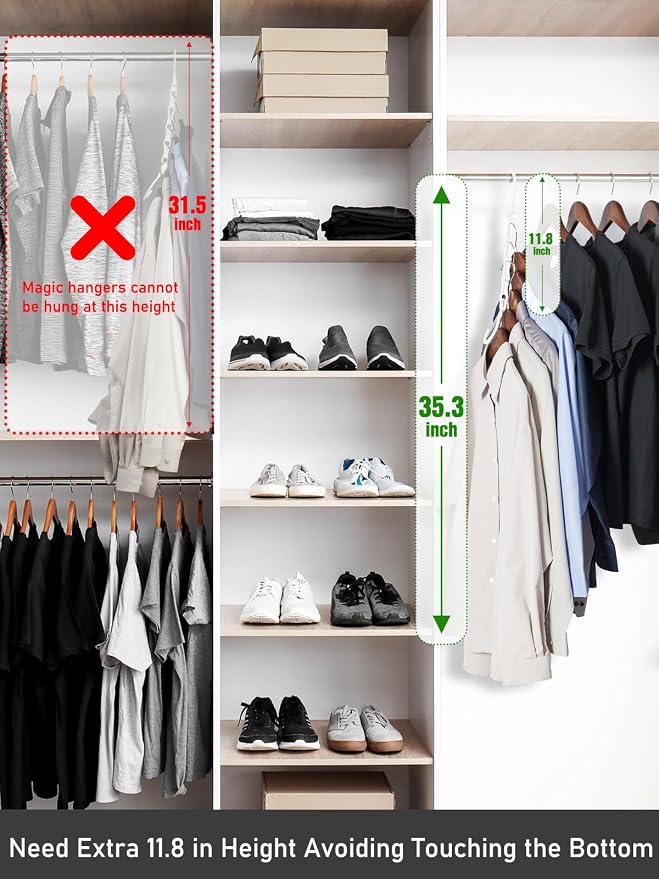 HOUSE DAY White Magic Space Saving Hangers, Premium Smart Hanger Hooks | Sturdy Cascading Hangers with 5 Holes for Heavy Clothes, Closet Organizers and Storage, College Dorm Room Essentials 10 Pack