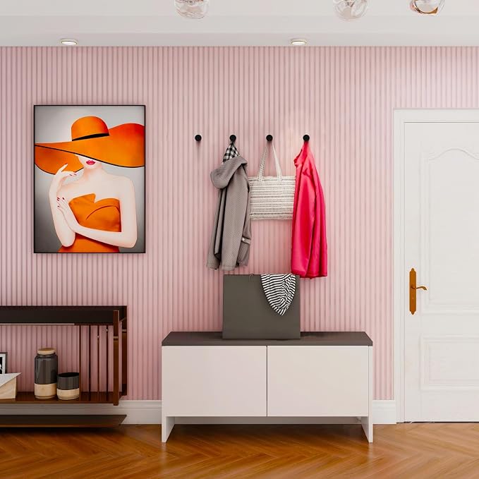 bsdonte Wood Wall Hooks, 4 Pack Black Decorative Coat Hooks Wall Mounted, Heavy Duty Entryway Hat Hooks Wall Hangers for Hanging Purse, Towels, Clothes, Backpack