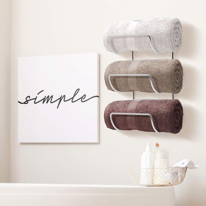 Sorbus Bathroom Wall Mounted Towel Rack - 12 Level Shelves for Rolled Towels, Washcloths, Linen - Spa, Salon & Towel Storage