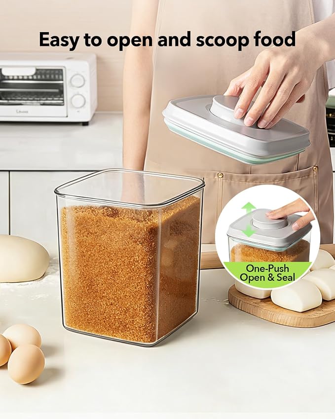 Ankou Food Storage Container Sets, 2.8 Qt *2+ 4.2 Qt *4 Airtight Canisters with Lids and 130ml Scoop, BPA-Free Plastic Pantry Containers for Flour, Sugar, Rice