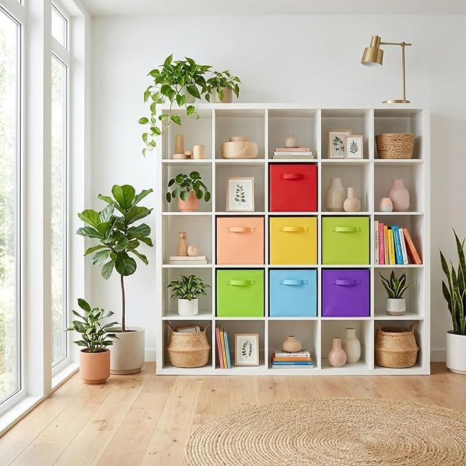 ShellKingdom Storage Bins, Foldable Fabric Storage Cubes And Cloth Storage | Storage Organizer For Closet And Toys, 10.5x10.5x11 INCH, 6 Pack (Multi Colors)