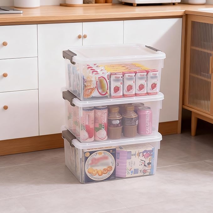 Citylife 17QT Plastic Storage Bins with Lids,5Packs Large Containers | Stackable Box with Locking Latches for Home, Office, Closet & Pantry Organization,Clear
