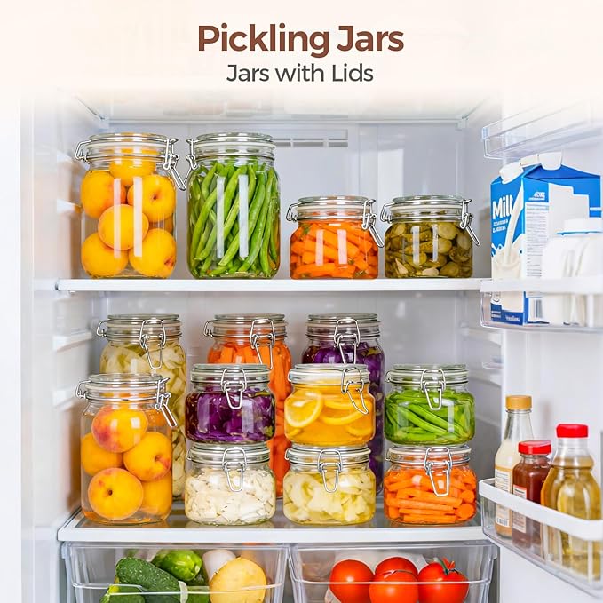 ComSaf Square Small 17 oz Glass Jars with Airtight Lids 6 Pack Wide Mouth | Overnight oats, Jam pickling, Spice storage, Gift jars, Sourdough pickling, Pantry organization, Jam jelly honey, Snacks
