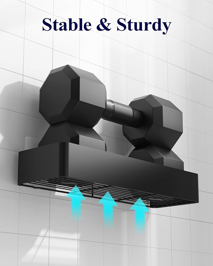 Kitsure Shower Caddy - 2 Pack Adhesive Shower Organizer, Rustproof Metal Shelves, No-Drill Bathroom Organizers and Storage, Black, XX-Large | 2 Pack Shower Shelf for Inside Shower, 100% Rustproof Metal Shelves, No-Drill Bathroom Organizers and Storage