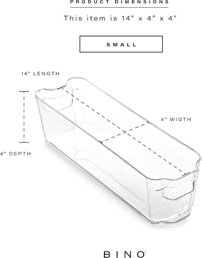 BINO | Stackable Storage Bins, Small - 4 Pack | The Stacker Collection | Clear Plastic Storage Bins | Organization and Storage Containers for Pantry & Fridge | Multi-Use Organizer Bins | BPA-Free