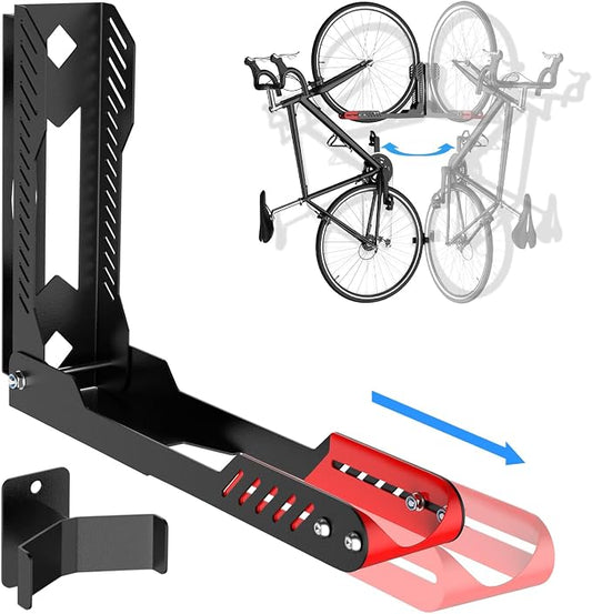 IMAYCC Swivel Bike Wall Mount, No Lift Bike Rack, Holds Up to 88 lbs, Black, 26"D x 5.3"W x 5.3"H