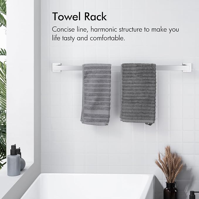 BANOLUX Towel Rack, 36-Inch Single Towel Bars for Bathroom, Towel Racks for Bathroom Wall Mounted SUS304 Stainless Steel Hand Towel Holder Organize Heavy Duty, Chrome Towel Bar