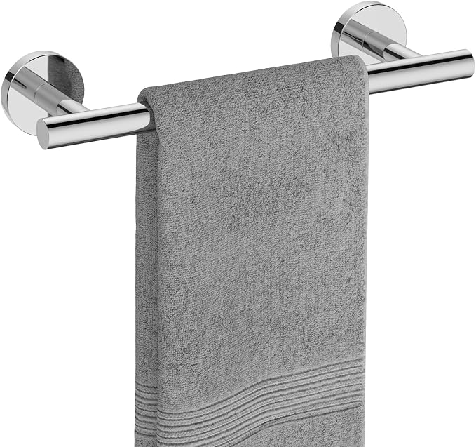 USHOWER Polished Chrome Hand Towel Bar, 9-Inch Towel Racks for Bathroom | Thicken SUS304 Stainless Steel Towel Rod, Towel Holder Wall-Mounted, Modern Home Decor (Total Length 11-Inch)