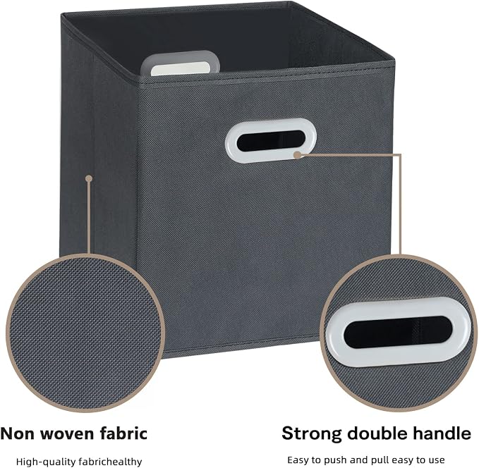 Fabric Cloth Storage Bins,Fabric Cube Organizer with Dual Handles Foldable Cube Storage Baskets for Home Bedroom Storage,Set of 3, Gray