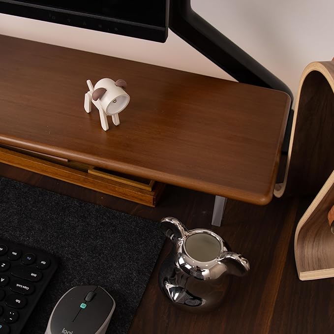 Bamboo Monitor Stand Riser, Brown Desk Shelf with Acrylic Legs | 31.5-Inch Wide, 3.3-Inch Clearance, Fits Monitor, Laptop, Printer and Speakers for Small Desks