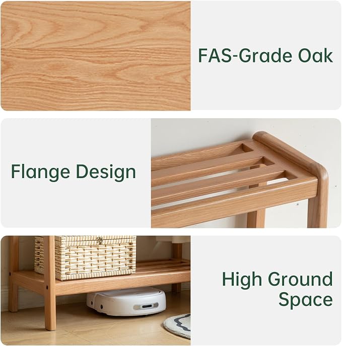 Solid Wood Clothes Rack, Clothing Rack with Shelves for Bedroom, Living Room, Entryway, 16" x 20" x 63", Oak Wood, Natural