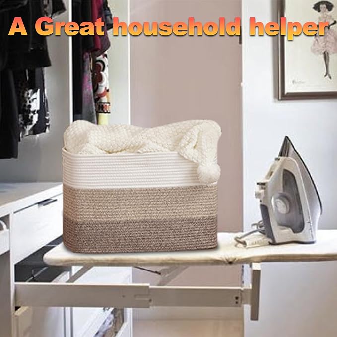 2 Pack Woven Storage Baskets for Closet, Toy Basket with Handles | Large Baskets for Organizing Shelves, Closet Storage for Blanket Living Room, Bedroom, Nursery, 15.8" x 11.8" x 11.8"