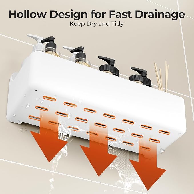Orimade Shower Caddy 4-Pack, No-Drill Adhesive Shelves for Bathroom, Rustproof ABS Storage Organizer Set, White