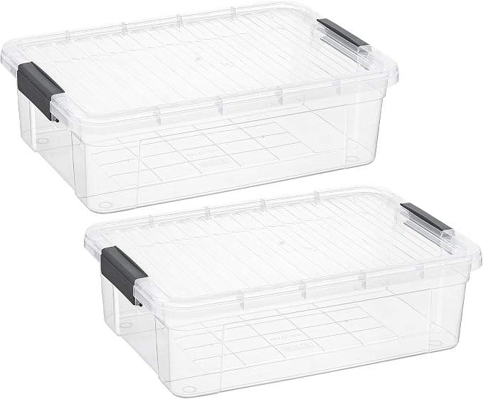 Superio Storage Bins with Lids, Clear Plastic Containers for Organizing, Stackable Totes, BPA Free, Odor Free, Organizer Boxes for Home, and Dorm (2 Pack, 22 Qt)
