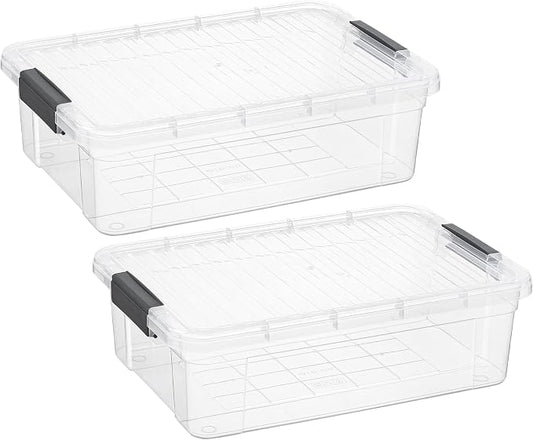 Superio Storage Bins with Lids, Clear Plastic Containers for Organizing, Stackable Totes, BPA Free, Odor Free, Organizer Boxes for Home, and Dorm (2 Pack, 22 Qt)