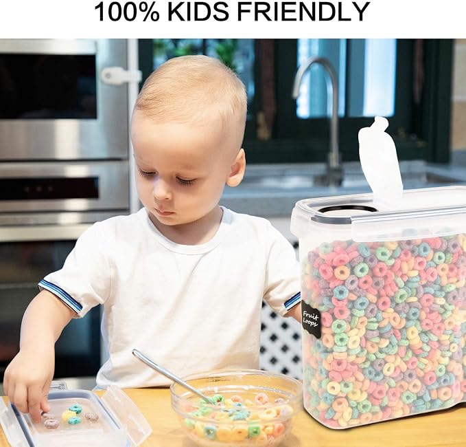 FOOYOO Cereal Containers Storage Set - 4 Piece Airtight Large Food Storage Containers(135.2oz), BPA Free Dispenser Plastic Cereal Storage Containers