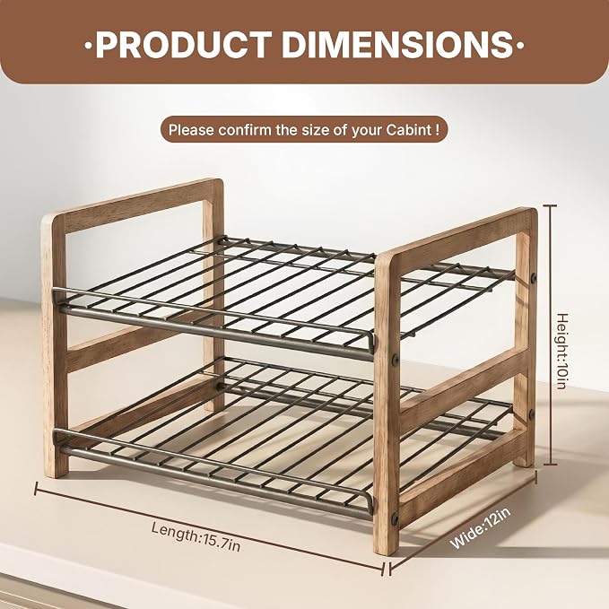 DGWJSU Can Organizer for Pantry 2-Tier, Holds up to 24 Cans Storage | Cans Holders for Pantry, Cabinet, Countertop, Carbonized Brown