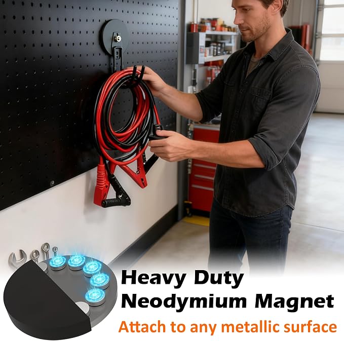 MUTUACTOR Updatde Magnetic Hooks,40lbs 2Packs Strong Magnetic Hooks Heavy Duty,Anti-Scratch Heavy Duty Double Metal J-Hook for Organizing Cordless Impact Drivers Trailer Cord Garden Shovel Tool Box