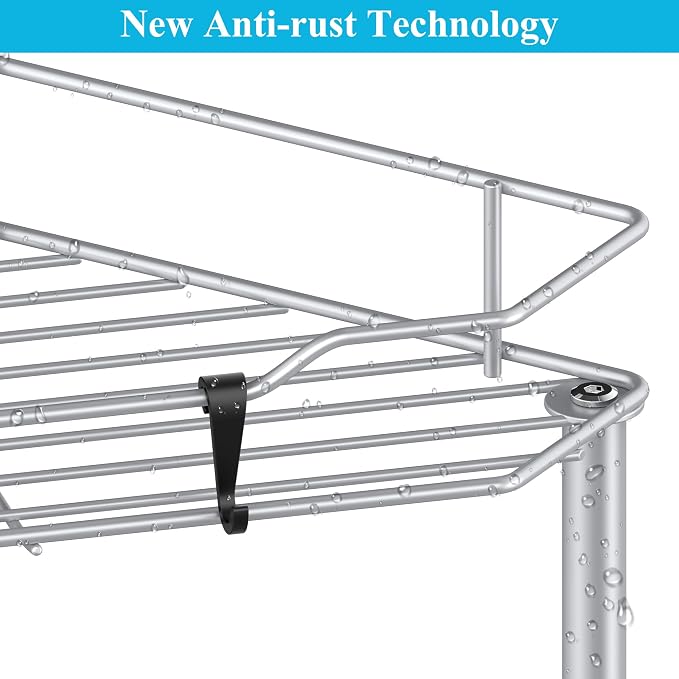 HuggieGems 4 Tier Floor Standing Corner Shower Caddy Organizer Shelf with Hooks, Bathroom Shelves Stand Rack, Silver
